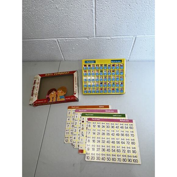 Vintage Learn Computer Slide Card‎ Yellow Plastic Educational Toy - Picture 1 of 13